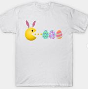 Pac Bunny Eating Easter Eggs Graphic Design T-Shirt Size XS