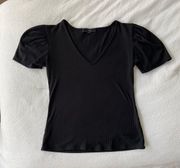 Black Deep-V Blouse