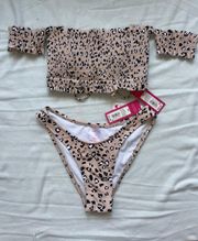 Xhilaration Tan Cheetah Print  bikini Set