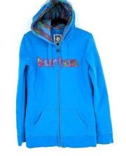 Vintage Burton Unisex Zip Up Long Sleeve Hoodie Sweatshirt Bright Blue Sz Medium