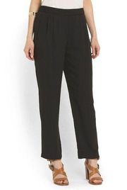 NWT Ellen Tracy Black Soft Fluid Stretch Crepe Pleated Pull-on Crop Pants 10