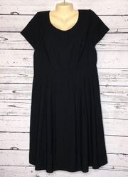 Talbots NWT Size 14 Black Short Sleeve Pleated Fit & Flare Dress