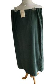 CHRISTOPHER & BANKS LADIES CORDUROY CANVAS GREEN PARTIAL ELASTIC WAIST NWT 4