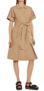 Coach 1941 Dress Cotton Tie Waist Utility Shirt Trench Coat Dress 0