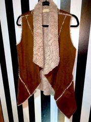 Brown Faux Suede and Shearling Vest Medium Woman’s Medium EUC