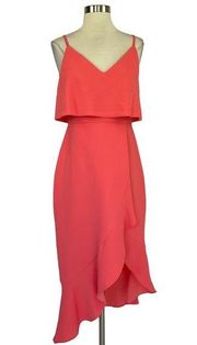Women's Cocktail Dress by  Size 12 Coral Pink Sleeveless A-line High-Low Hem