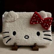 Stoney Clover Lane Hello Kitty Sherpa pouch with red velvet bow pouch NWT