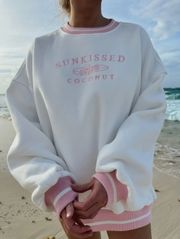 White And Pink Crewneck Sweatshirt 