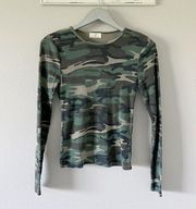 Anthropologie  T. La Camo Long Sleeve Waffle Knit Shirt NEW