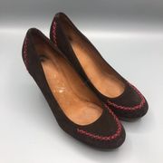 Anthropologie Shoes Womens Sz 8 Holding Horses Classic Heel Brown Suede Slip On