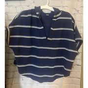 Old Navy  Baja stripe Short sleeve hoodie- Navy & White Women’s M