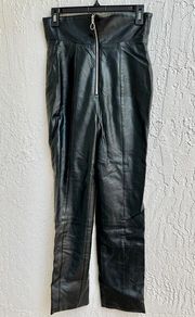 Lovers + Friends High Waisted Leather Straight Leg Pants Black Women's Size S