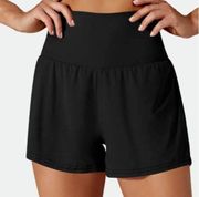 Halara Super High Waisted Back Pocket  Hidden Pocket 2-in-1 Yoga Black Shorts M