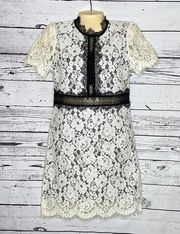 Few Moda NWT Size L White & Black Shadow Floral Crochet Lace Sheath Dress