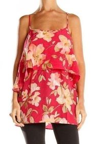 Karina Grimaldi Red Silk Floral Print Tank Top