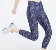 BEACH RIOT Womens Cara Crossover Waistband Polka Dot Leggings Blue Size Large