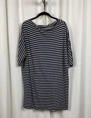 Bryn Walker Gray&Blue Stripe Organic Cotton Tunic Top Sz.XS