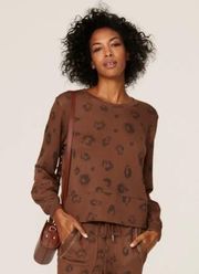 Splendid Brown Corinna Leopard Print Sweatshirt Size XL $138