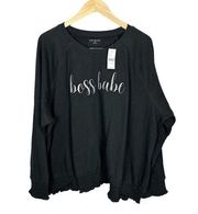 NWT  Boss Babe Graphic Crewneck Black Sweatshirt Size 26/28