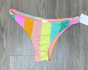 THE BIKINI LAB Women's Pastel Prism Stripe French Cut Bikini Swim Bottom sz M