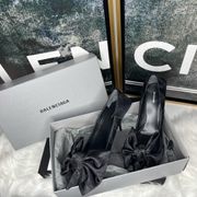 Balenciaga Square Knife Bow-Embellished Satin-Jacquard Pumps In Black