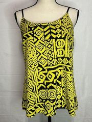 Ya Los Angeles Womens Yellow Black Scoop Neck Low Back Tank Top Sz M