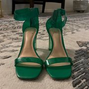 Concepts Green Translucent Ankle Strap Makenna Block Heel Sandals