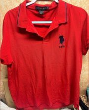 3/$25 ⭐️ Red women’s polo navy accents