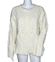 Dress Forum Sweater Womens Medium Cream Cable Knit Chunky Neutral Minimalist