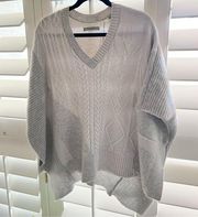 All Saints Cable Knit Wool Poncho Sweater