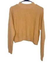 Audrey 3+1 peach cropped mock neck sweater small