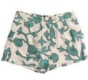 Very J ivory shorts with green print size L NWT