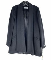 Calvin Klein Wool Blend Swing Coat Open Front Black Size S