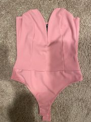 Pink V-Neck Bodysuit