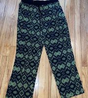 NY COLLECTION Women’s Black Green Aztec Casual Pants Size XL