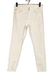 Tahari White Raw Hem Fringe Ankle Skinny Classic Denim Jeans Women Sz 6