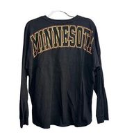 Minnesota Golden Gopher's Spellout Tee SZ L Black Maroon Long Sleeve Football