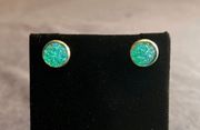 Boutique New Teal Blue Druzzy Stud Fashion Earrings