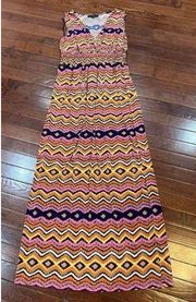 smocked Aztec print maxi dress size medium