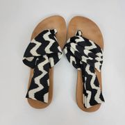 Dirty Laundry Beebop Zig Zag Womens Sandals Size 8 Black Slingback Summer Beach