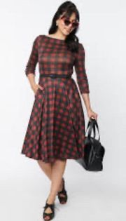 Burgundy & Black Buffalo Plaid Knit Devon Swing Dress NWT | XL |