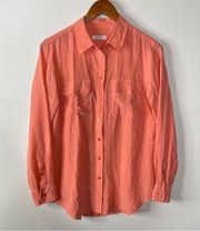 Equipment Slim Signature Silk Top In Coral Size Medium