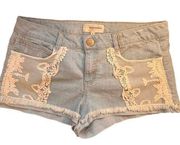 Rewind Juniors Lace Front Shortie Shorts SZ 17