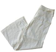 NWT Anthropologie Tie-Waist Linen Wide Legs Trouser in White Belted Pants 32