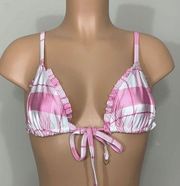 WILDFOX pink plaid ruffle bikini top. NWT