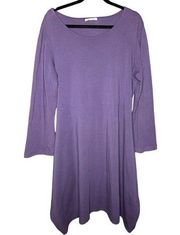 Bryn Walker Purple 3/4 Sleeve Dress Tied Waist Cotton Blend Size Large