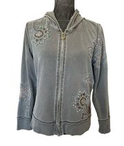 Vertigo Paris Women’s Embroidered Hoodie Size XL Fill Zip