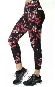 Sweaty Betty Power Workout 7/8 Leggings Sz S Fireworks Print Black Coral