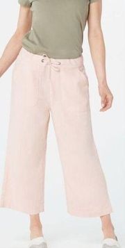 D & Co. Light Pink Linen Blend High Rise Cropped Capri Pants