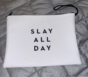 Milly White Slay All Day Zipper Pouch